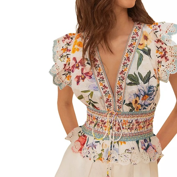 FARM Rio Tops - FARM Rio Greek Garden Blouse